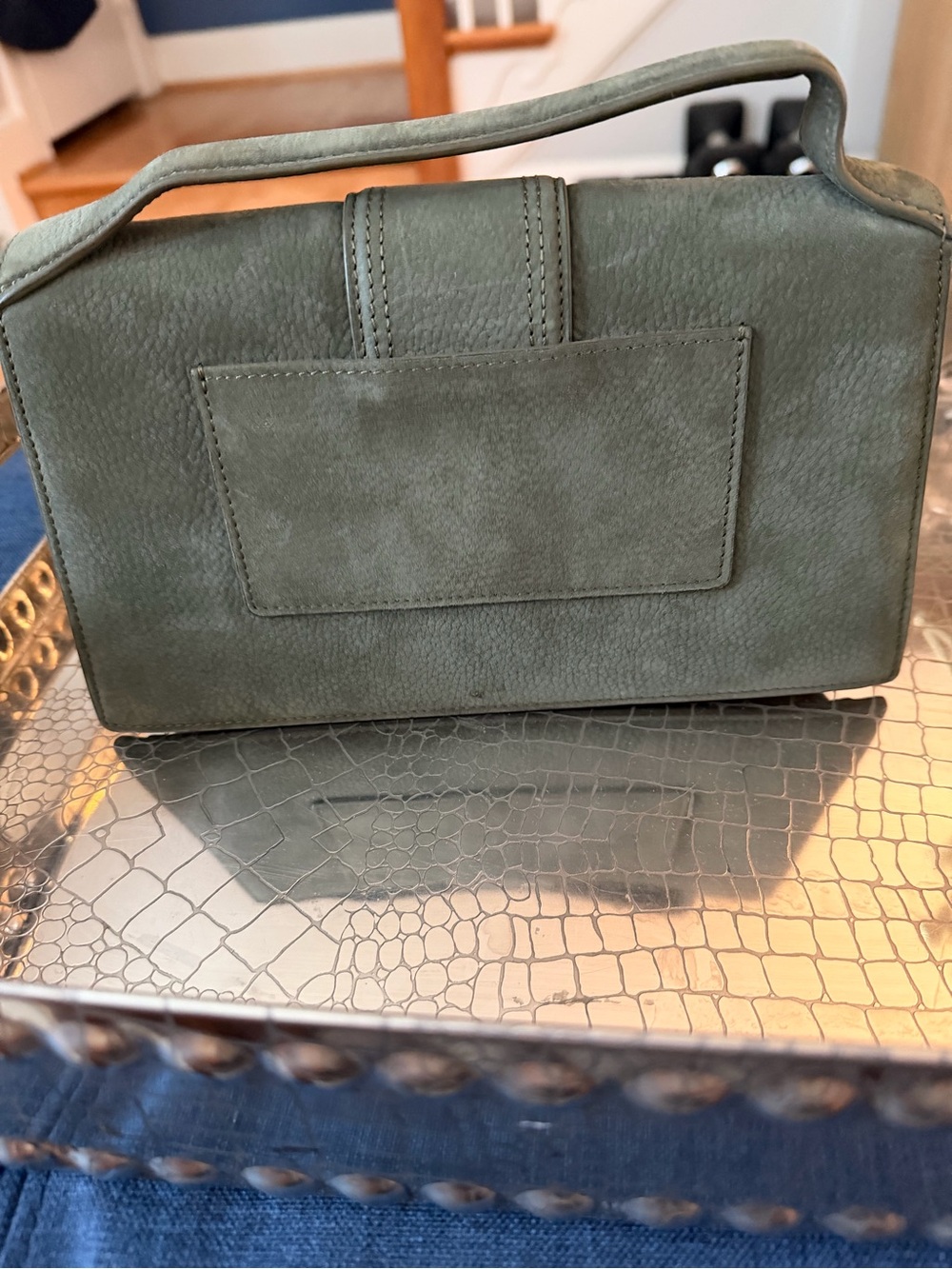 Jacquemus Olive Green Suede Top Handle Toiletry Bag - Picture 4 of 4
